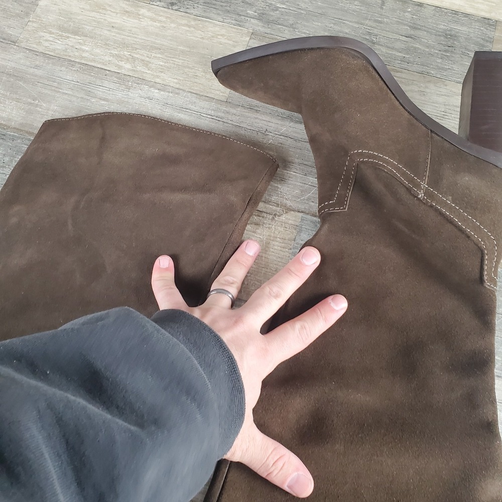 Steve Madden Emmett Womens Knee-High Boots Sz 8 M Chocolate Brown Suede Slip On - Picture 3 of 12